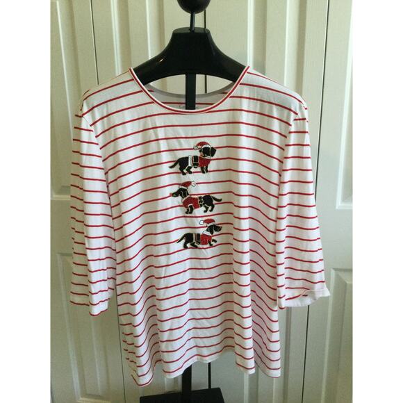 Coral Bay Christmas Puppy Tee Shirts 3 quarter sleeve lot of 2 - Picture 2 of 9